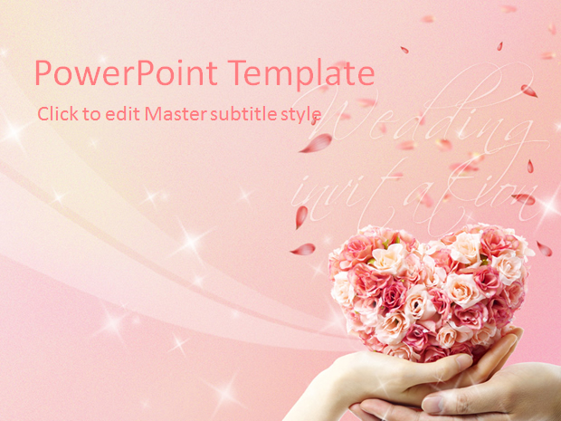 手捧玫瑰浪漫色彩主题ppt模板