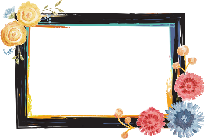 文艺清新水彩枝叶花朵边框高清免抠图（15张）