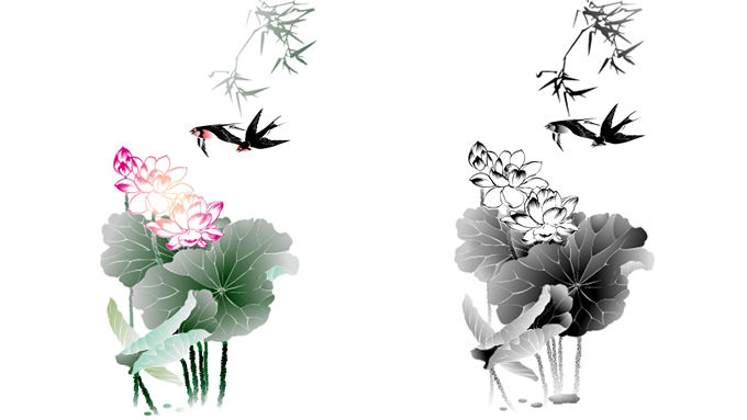 矢量中国风水墨画ppt素材