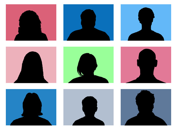 男女镂空人物头像PPT素材