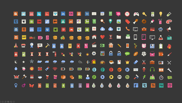 可以修改颜色的精美矢量卡通生活 商务图标打包下载