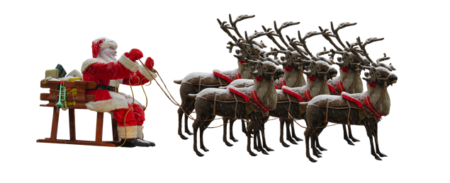 圣诞老人驾麋鹿车免抠图