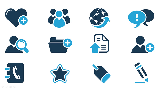 ppt绘制简洁蓝扁平商务图标素材下载