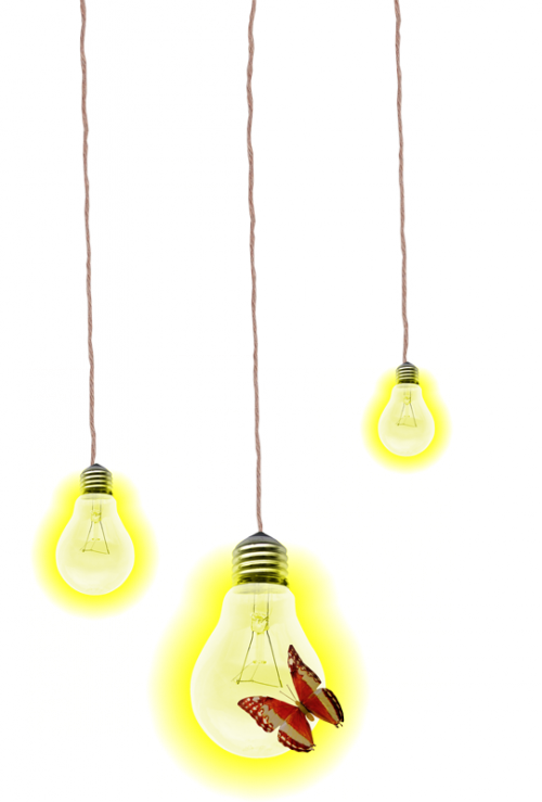 吊着发光的灯泡