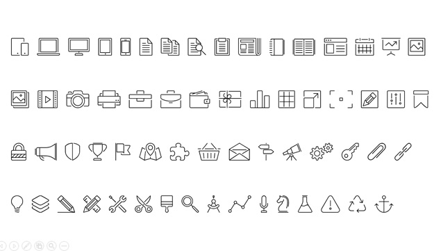 多场景应用纯色线条图标ppt素材
