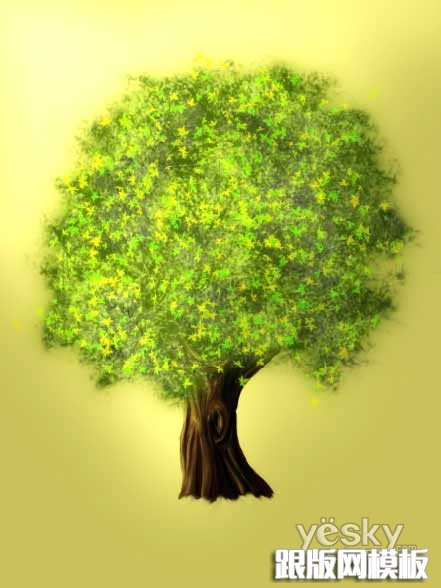 Photoshop鼠绘梦幻的绿色卡通树