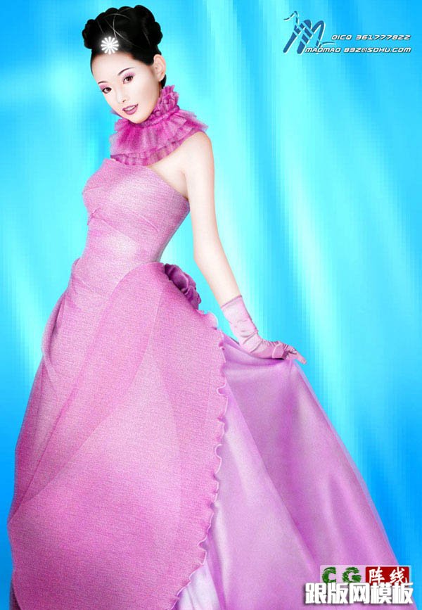 PS鼠绘漂亮的紫色婚纱美女