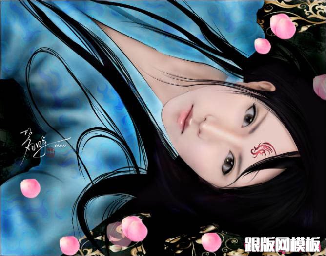 PS鼠绘漂亮的古典美女插画