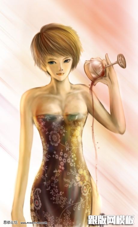 PS鼠绘漂亮的嗜酒女孩