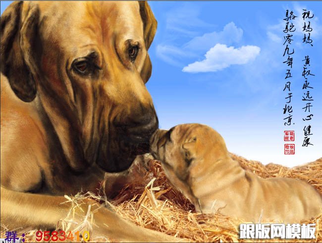 PS鼠绘可爱的大小沙皮狗