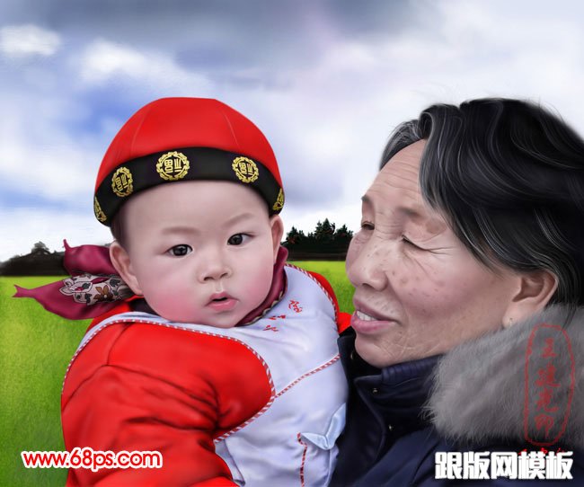 PS鼠绘逼真的室外人像