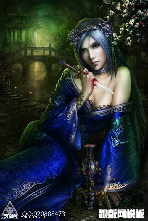 PS鼠绘复仇女插画