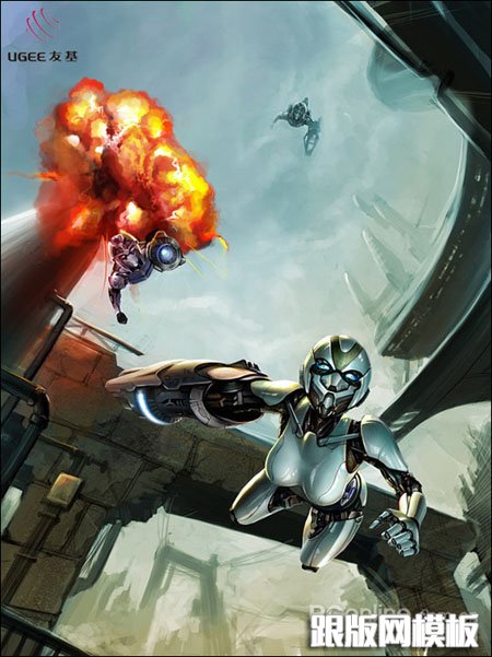 PS鼠绘太空机器人战斗场景