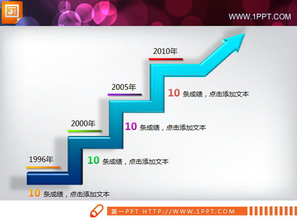 微软风格折线统计图PPT素材下载