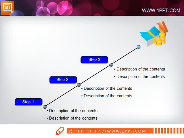 钱币图表PPT流程图模板下载