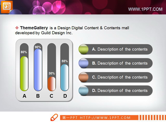 温度计样式柱状图PPT模板下载
