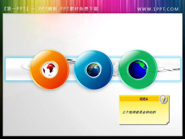 三个会转动的地球仪PPT插图素材