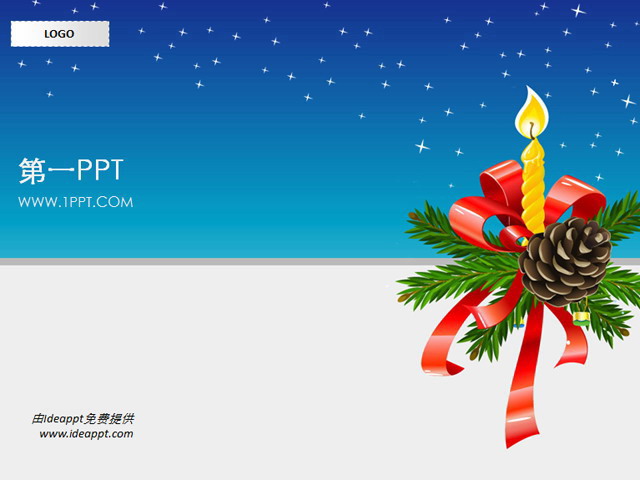 星空蜡烛圣诞节PPT模板下载