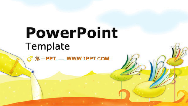 飞翔的芒果沙漠旅游PPT模板下载