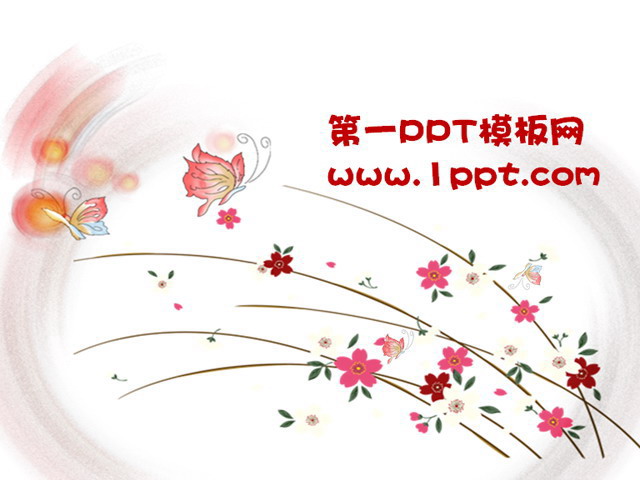 卡通花丛中蝴蝶飞舞幻灯片模板