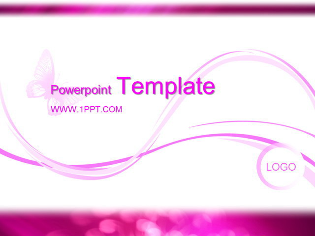 浪漫蝶舞背景粉色爱情PPT模板