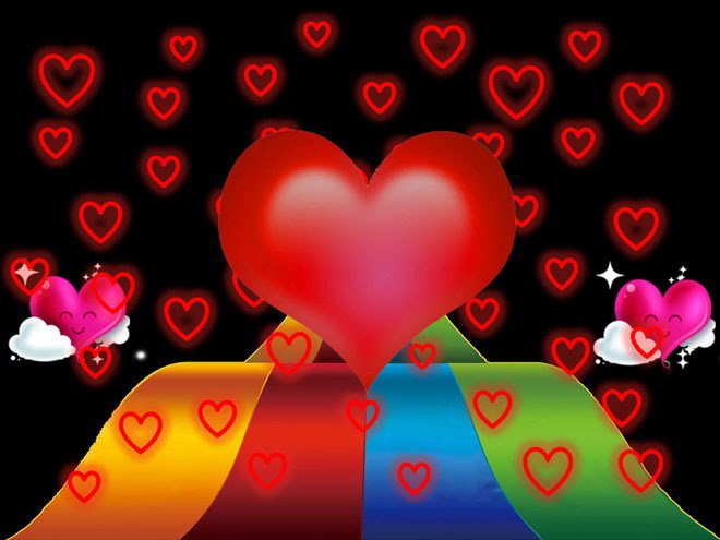 动态爱心背景的爱情情人节幻灯片模板