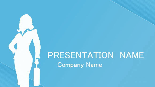 国外淡雅蓝色背景的时尚女性PowerPoint模板下载
