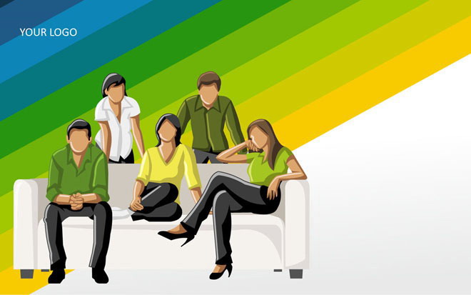 卡通商务团队合作PowerPoint模板下载