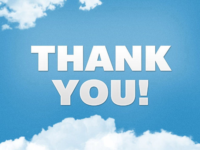 蓝天白云背景的谢谢观看PPT背景模板下载