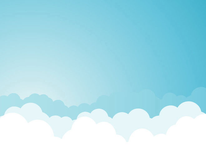 淡雅蓝色背景的蓝天白云卡通PPT背景图片