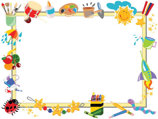 彩色卡通绘画工具背景的幻灯片边框背景图片