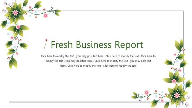 清新绿色藤蔓背景的国外PPT模板免费下载