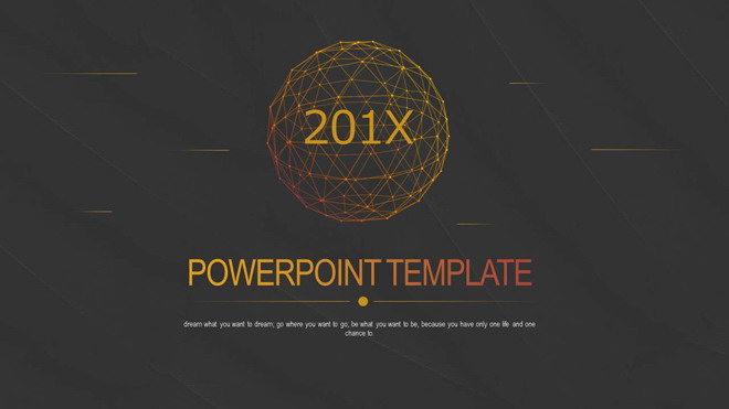 精致点线球体背景科技行业PPT模板免费下载