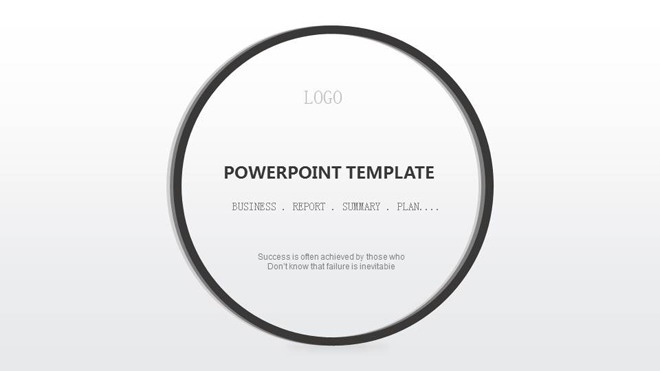 黑白简洁圆环背景的欧美商务PPT模板