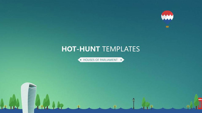 绿色简洁卡通PowerPoint模板免费下载