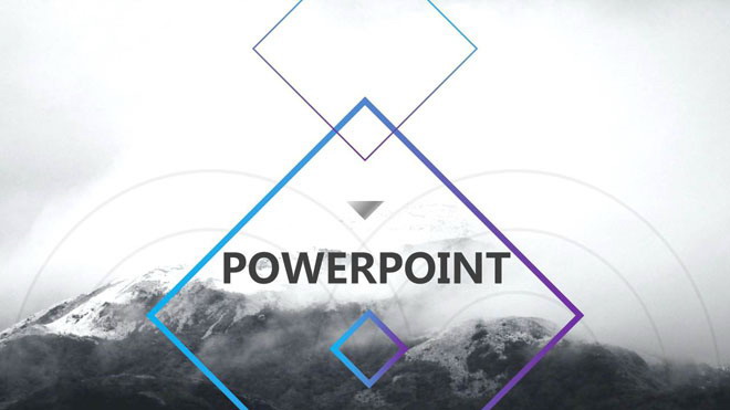 黑白雪山风景背景欧美图片排版设计PPT模板