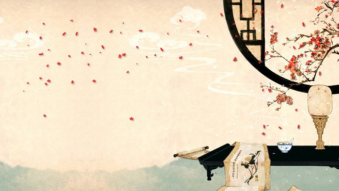 三张淡雅古典中国风PPT背景图片免费下载