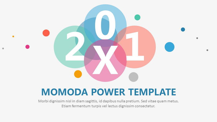 彩色清新圆圈背景的时尚PPT模板免费下载