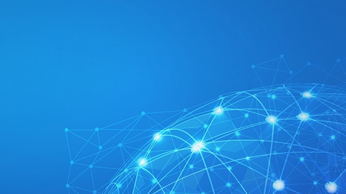 蓝色点线星球PPT背景图片