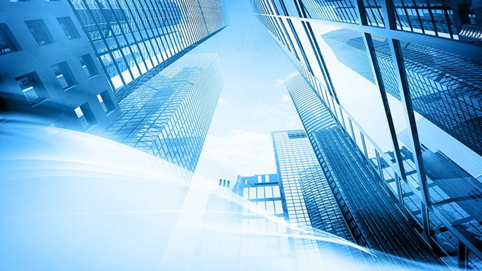 蓝色高楼大厦幻灯片背景图片