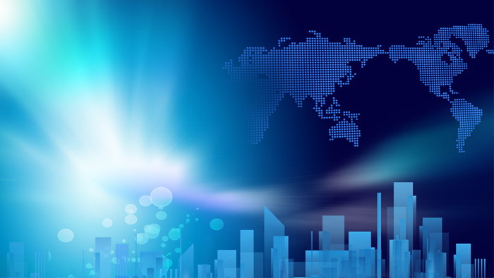 两张蓝色商务PPT背景图片