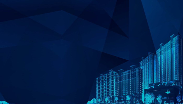 蓝色楼房建筑PPT背景图片