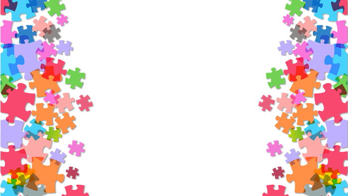 三张彩色拼图幻灯片背景图片