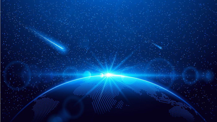 星空地球流星PPT背景图片